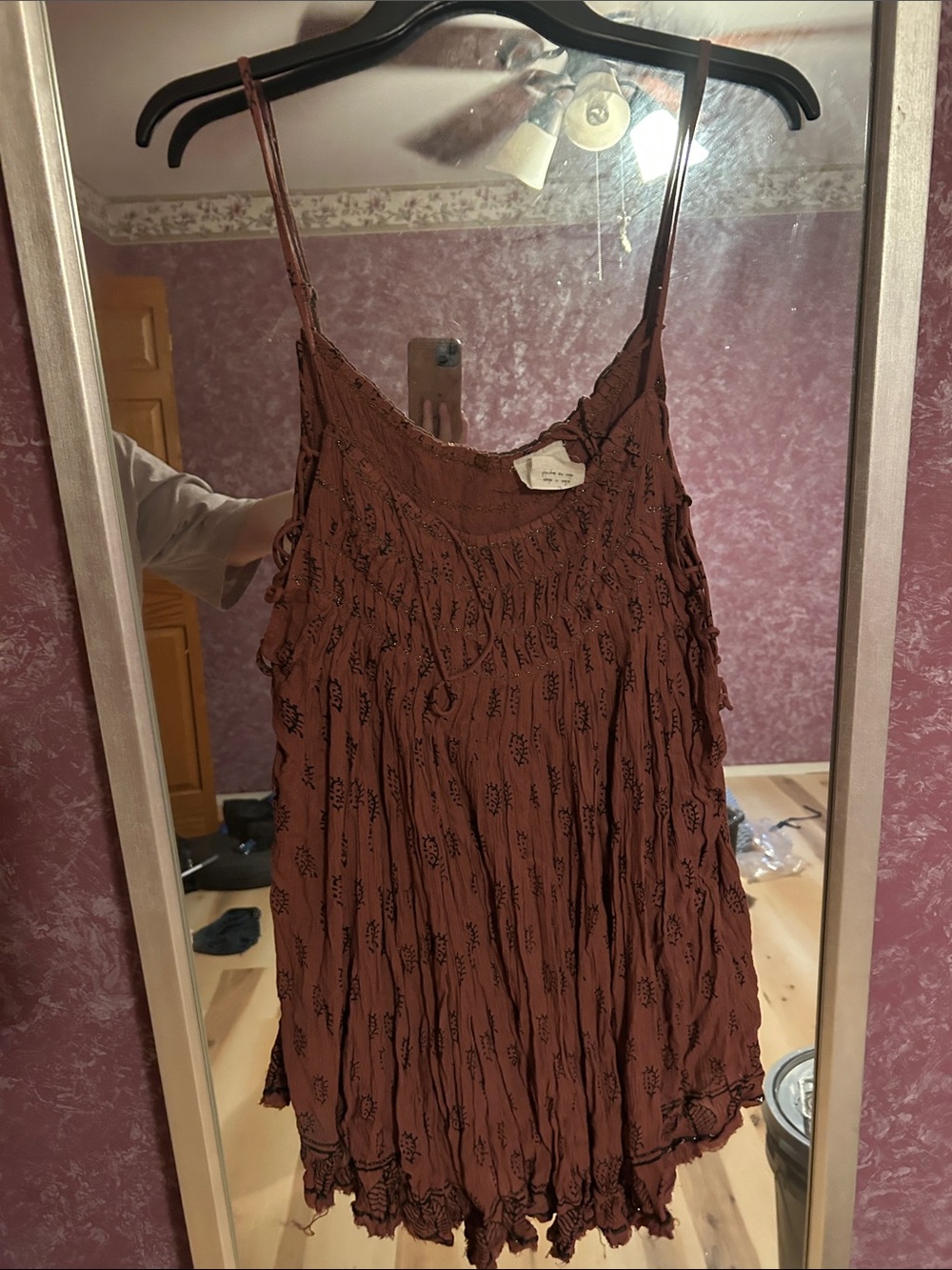 FP one Brick colored  Crinkled flowy tank top
